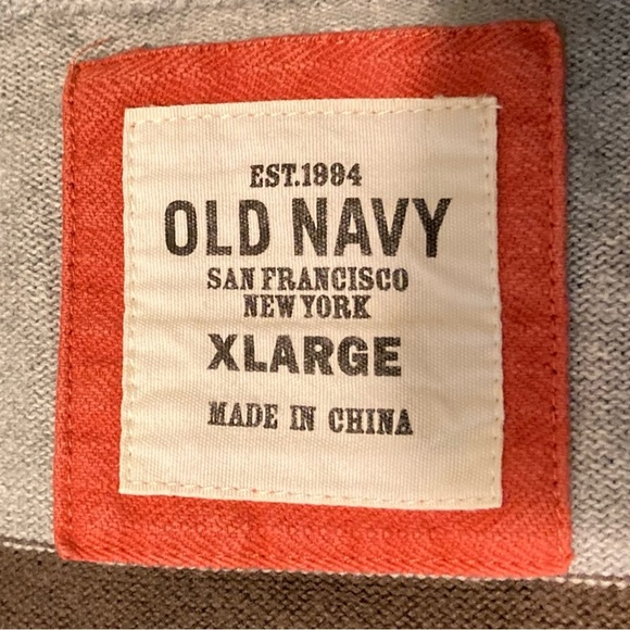 Old Navy 100% Cotton Striped Sweater in Coral, Navy, Brown, Gray | Holiday 2007 - Picture 3 of 7